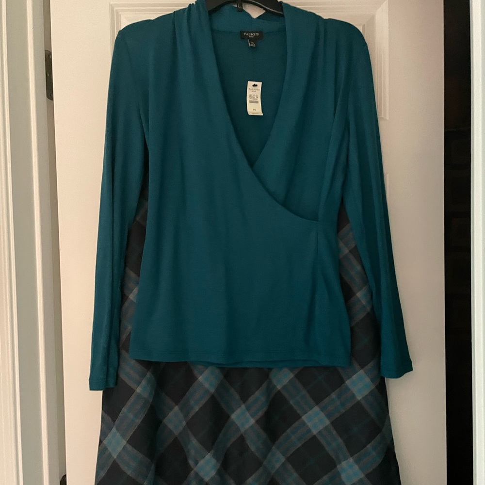 Brand new Talbots sweater (petite small) & wool skirt (size 6) - with tags!